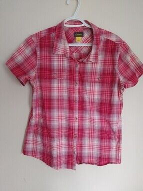 Cabela's Pink and White Plaid Short-Sleeve Shirt